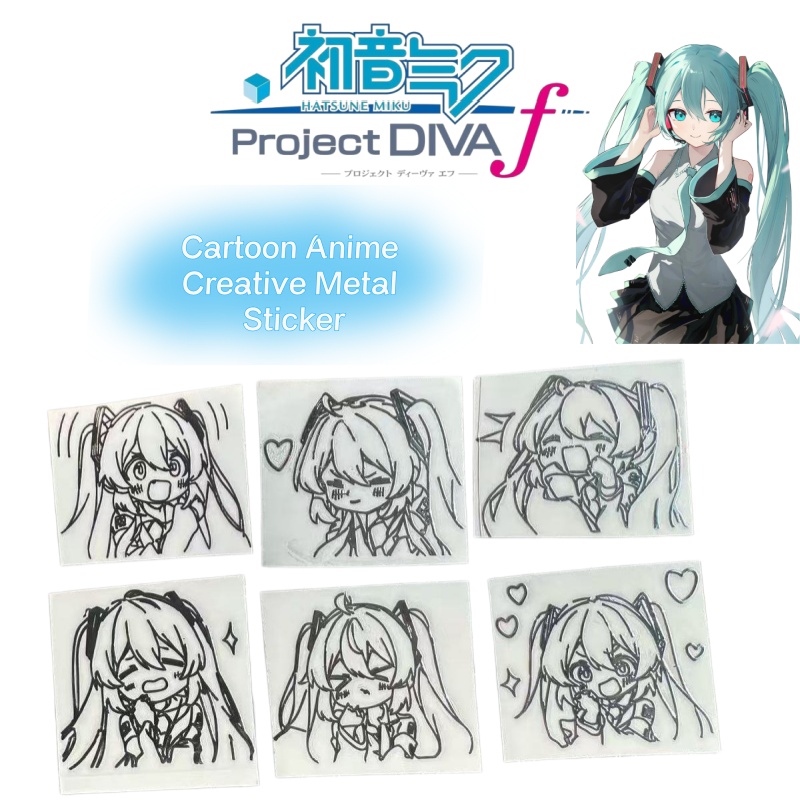Tablet Accessories - สติ๊กเกอร์โลหะลายการ์ตูนอนิเมะฮัตสึเนะ มิคุ สำหรับตกแต่งแล็ปท็อป หูฟัง และแท็บเล็ต สติ๊กเกอร์โลหะ