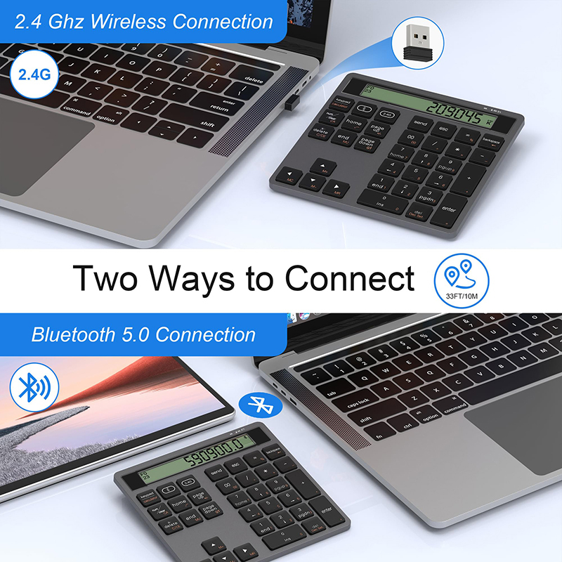 Tablet Accessories Uk - JOMAA แป้นพิมพ์ตัวเลขไร้สายแบบกำหนดเองพร้อมจอแสดงผล คลิกเงียบ 2 ใน 1