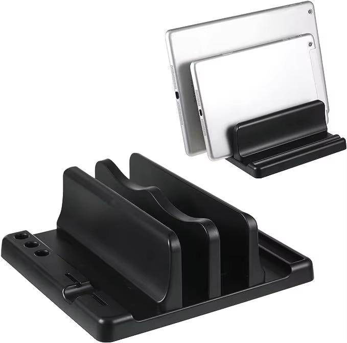 Tablet Accessories - ขาตั้งแล็ปท็อปแบบตั้งโต๊ะ ABS ประหยัดพื้นที่บนโต๊ะทำงาน ง่ายต่อการวางอุปกรณ์คอมพิวเตอร์ ปรับความกว้างได้ ที่เก็บของบนโต๊ะทำงาน