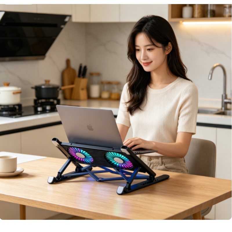 Cooling Stand Tablet - ใหม่แล็ปท็อปคูลเลอร์เบสสแตนด์แผ่นรองระบายความร้อนแล็ปท็อปแบบพับได้แบบพกพาปรับได้สำหรับ 13-17.3 นิ้วพร้อมพัดลม 4 ตัว